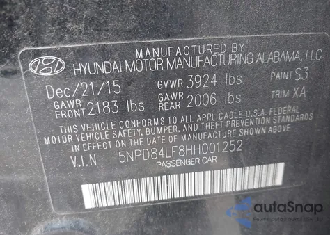2017 Hyundai Elantra Se from USA, damaged, VIN 5NPD84LF8HH001252